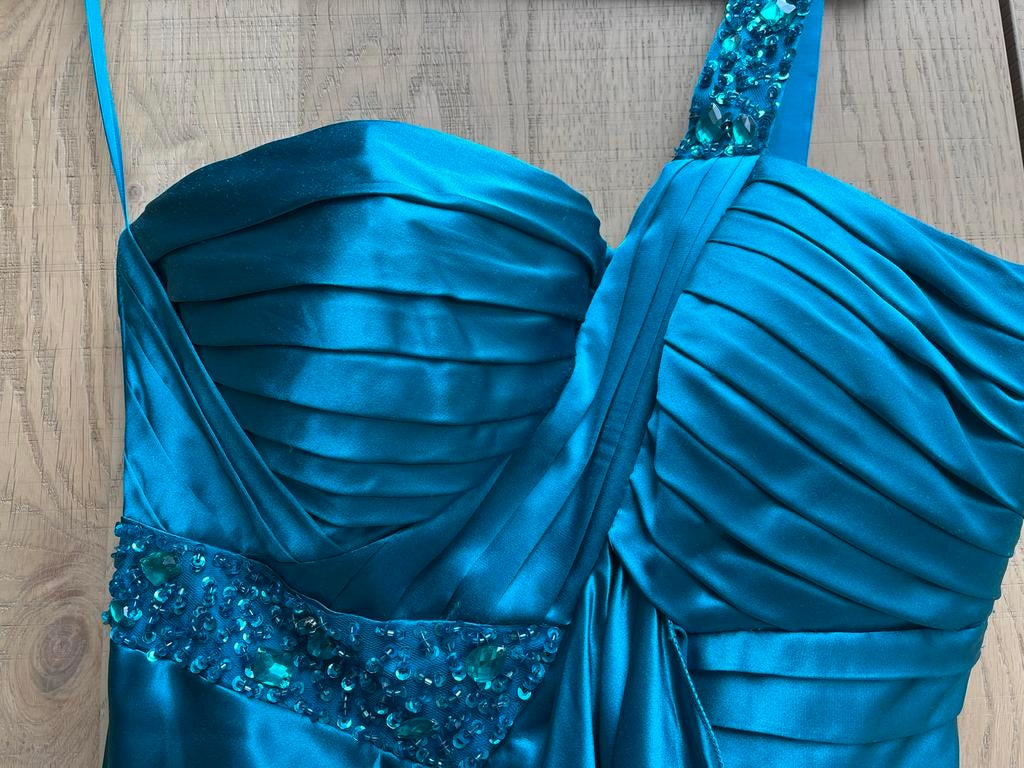 Lange turquoise galajurk Juju & Christine mt 42, Galajurk, Blauw, Maat 42/44 (L), Ophalen of Verzenden