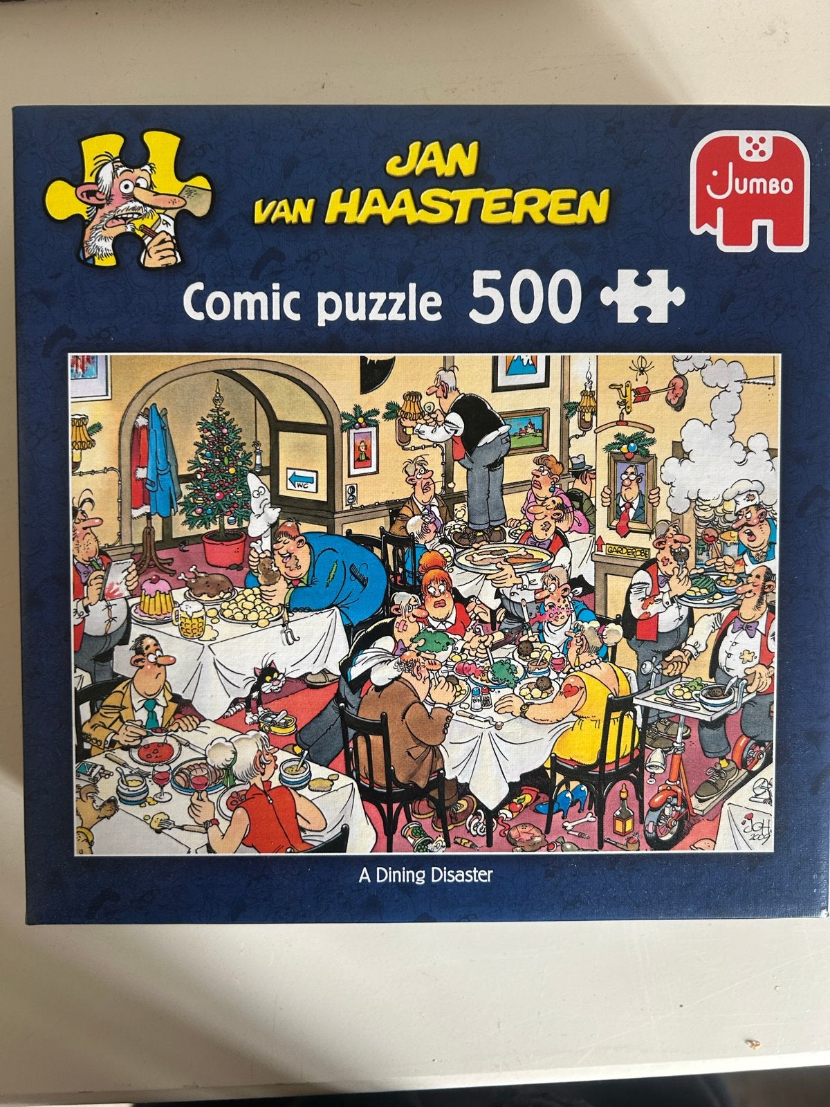 Jan van Haasteren Comic Puzzel 500 stukjes - A Dining Disast, Ophalen of Verzenden, Minder dan 500 stukjes, Zo goed als nieuw