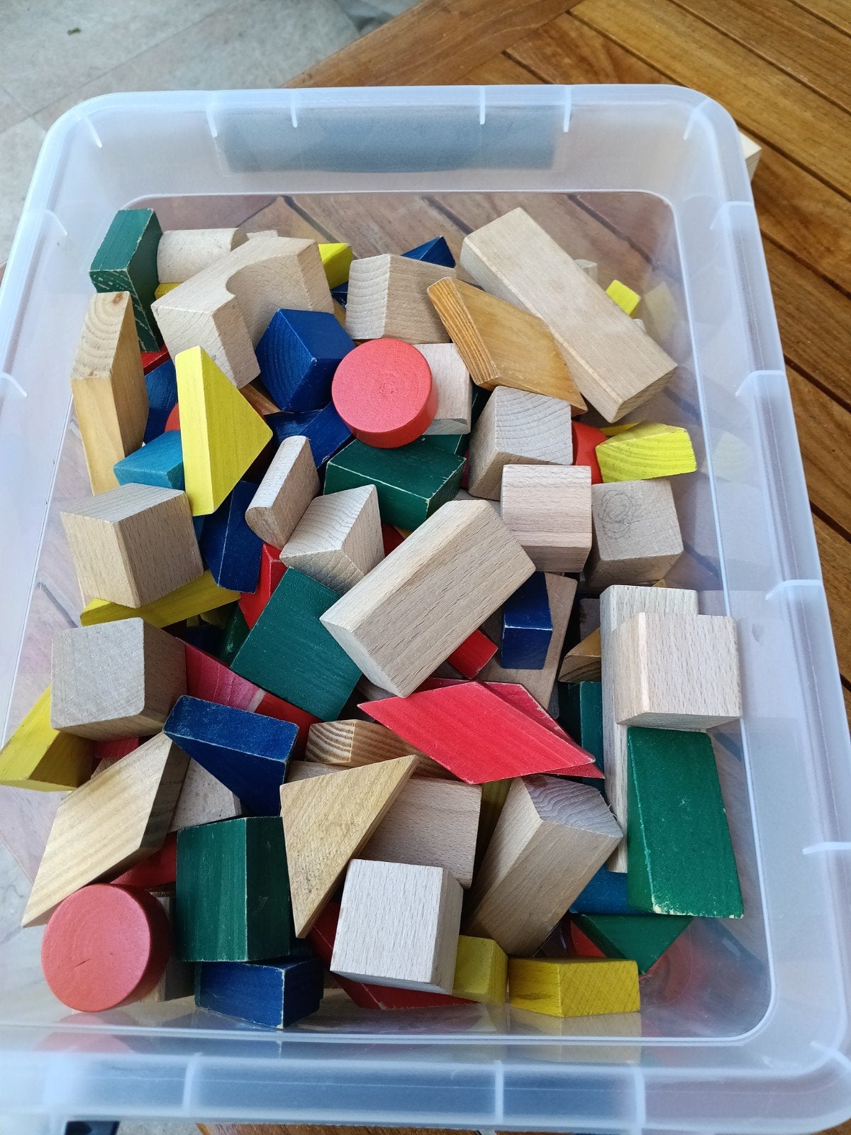 Doos met 160 houten blokken, Ophalen of Verzenden, Zo goed als nieuw