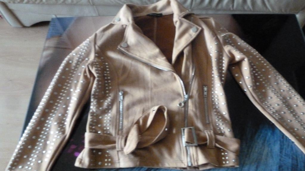 Maat M biker jas met studs kleur perzik, Maat 38/40 (M), Giorgia, Overige kleuren, Nieuw