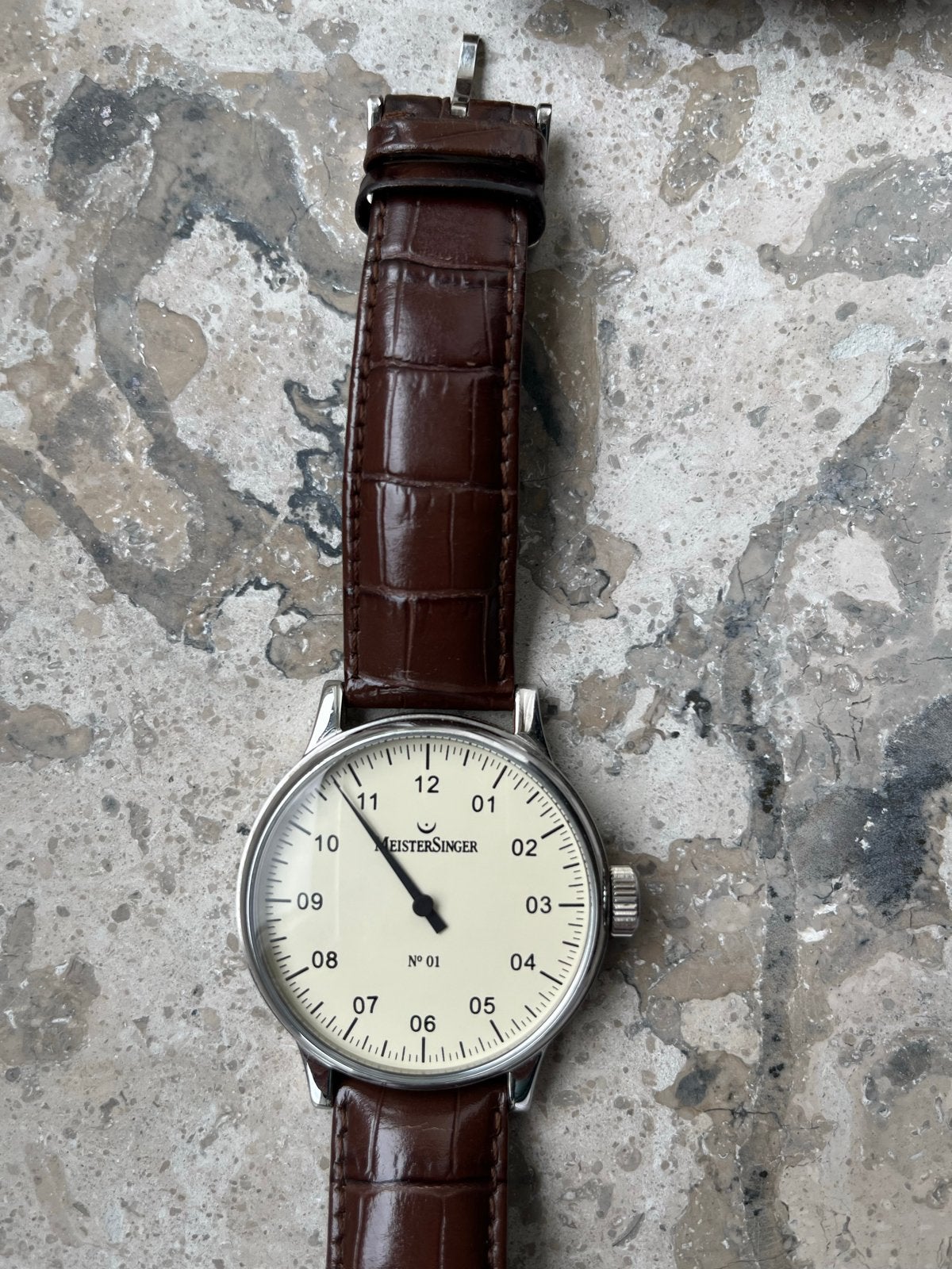 MeisterSinger N01 Polshorloge - Zo goed als nieuw, Ophalen of Verzenden, Staal, Polshorloge, Overige merken