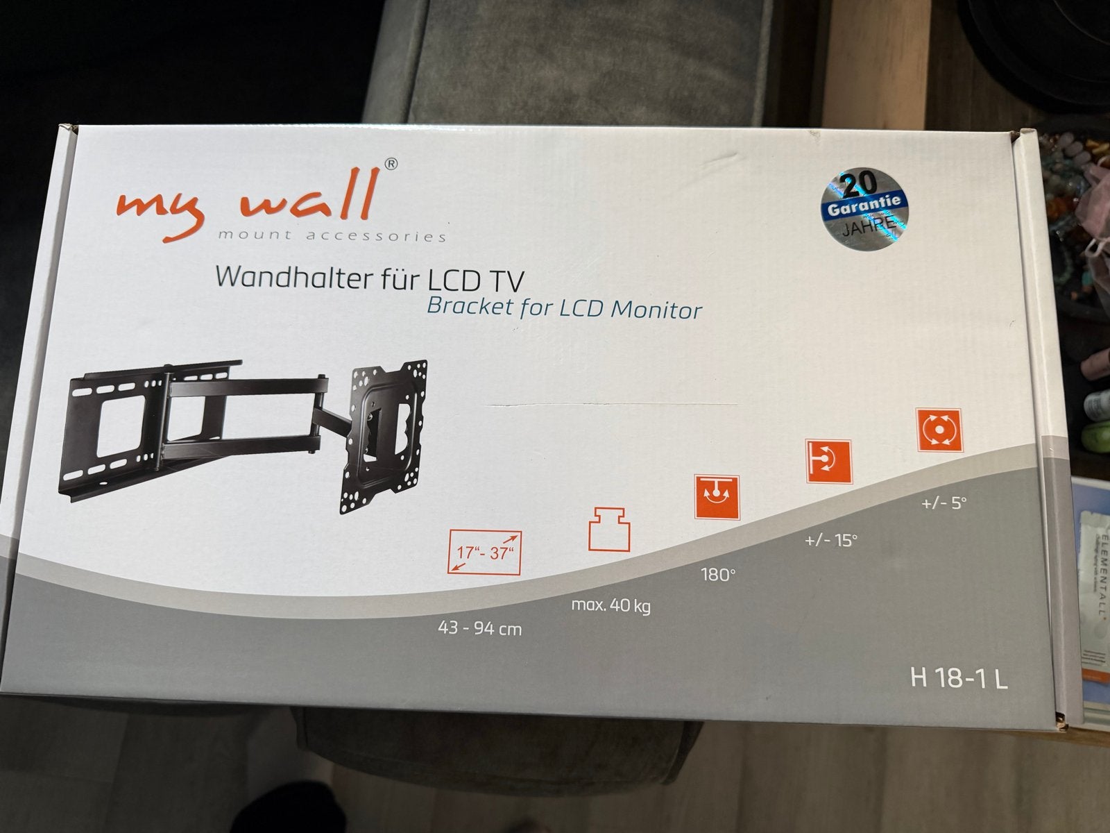 My Wall TV ophangsysteem 17-37 inch, max 40kg, kantelbaar, Ophalen, Nieuw