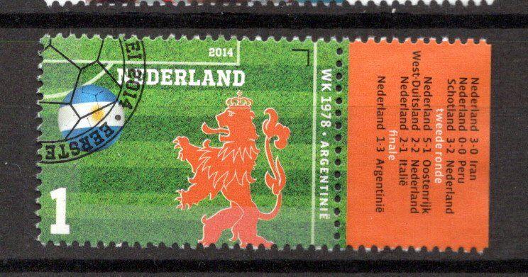 gestempelde zegel. jaar 2014: wk voetbal, Ophalen of Verzenden, Na 1940, Gestempeld