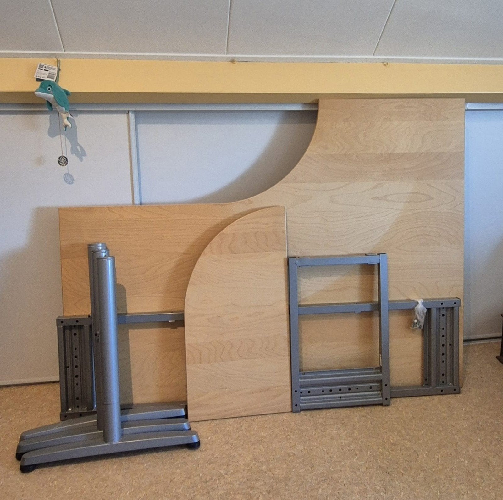 Ikea hoekbureau beuken, 160 cm, Gebruikt, In hoogte verstelbaar, Scandinavisch