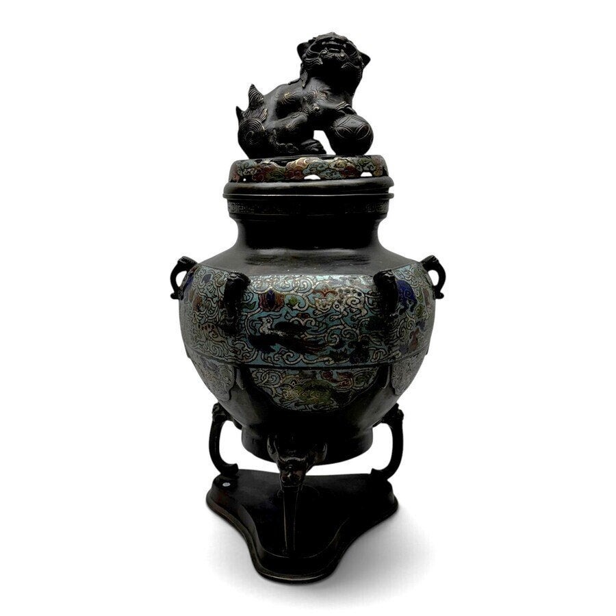 Japanse bronzen wierookbrander met cloisonné