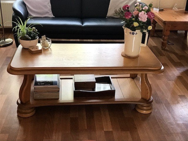 Salontafel licht eiken, Ophalen, 100 tot 150 cm, Eikenhout, 50 tot 100 cm