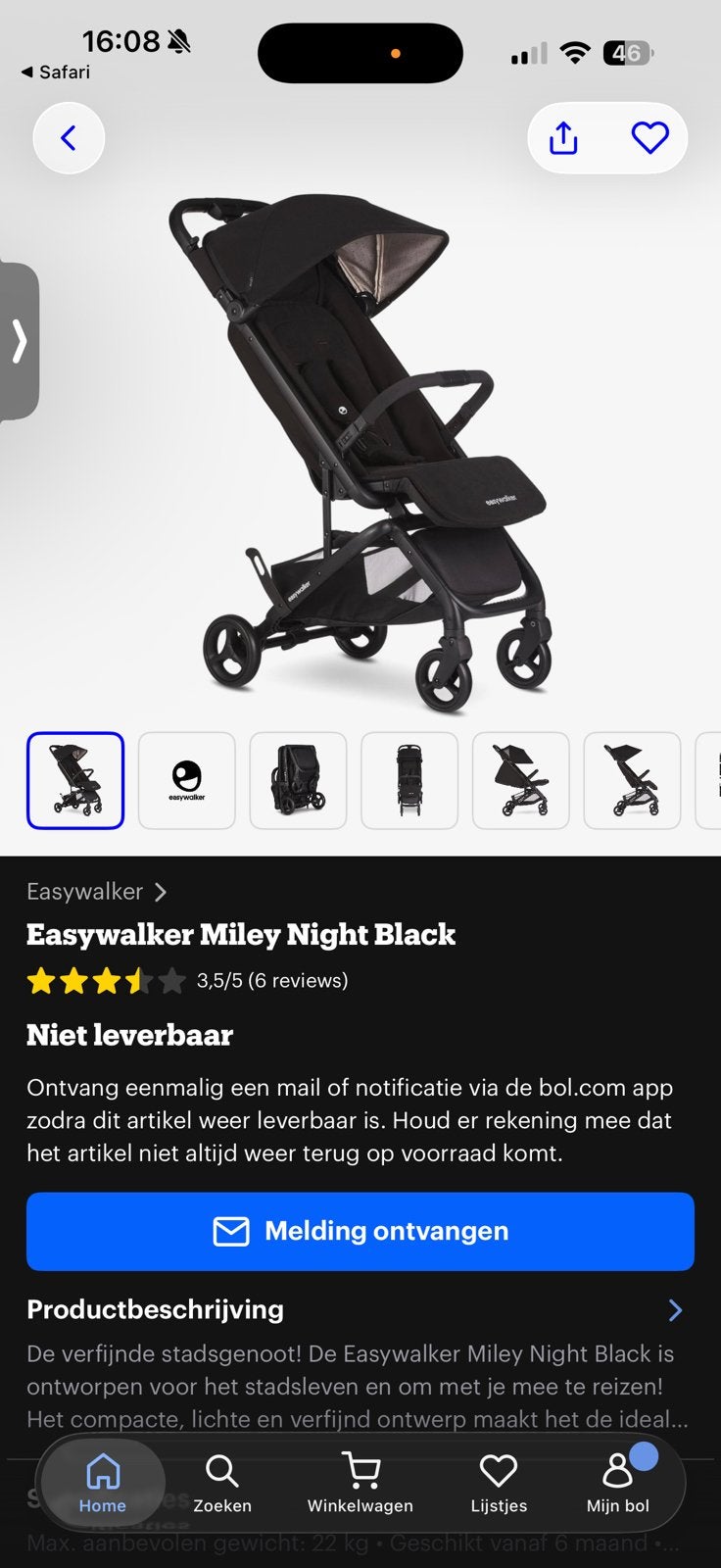 Easywalker miley buggy incl stuurtje, Kinderen en Baby's, Ophalen, Zo goed als nieuw, Overige merken