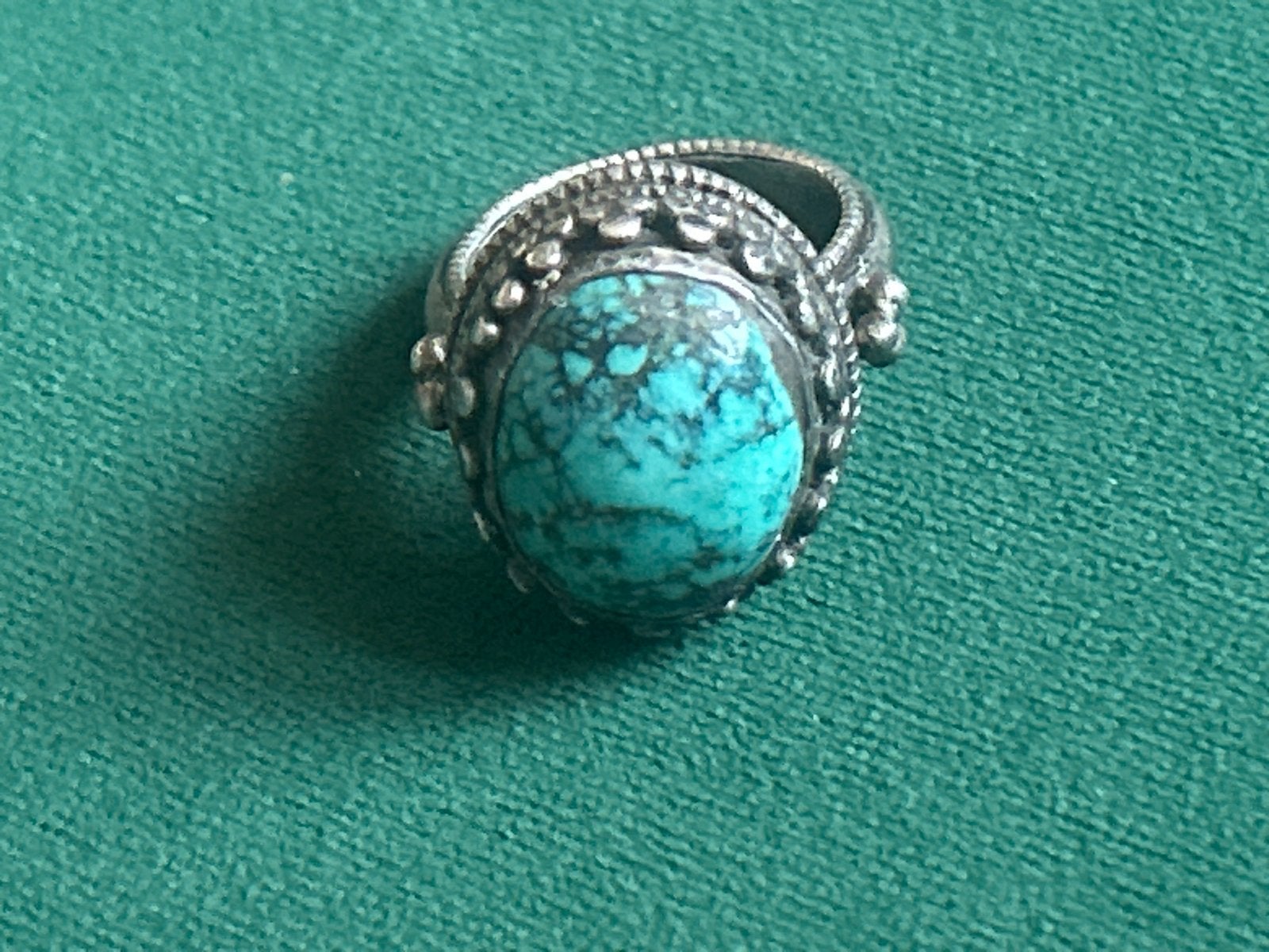 Zware Turkoois Ring - 17,54 gram, Gebruikt, Blauw, Ophalen of Verzenden, 17 tot 18