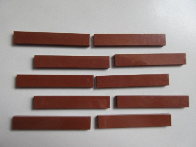 nr. 6939, 10 Roodbruine tegels 1x6, Ophalen of Verzenden, Zo goed als nieuw, Complete set, Lego