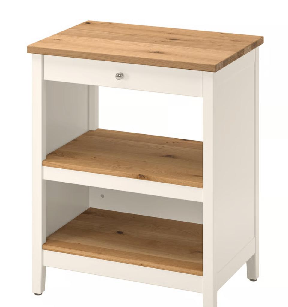 IKEA TORNVIKEN Keukeneiland, ecru/eiken, 72x52 cm, Ophalen, 50 tot 100 cm, Zo goed als nieuw, Minder dan 100 cm