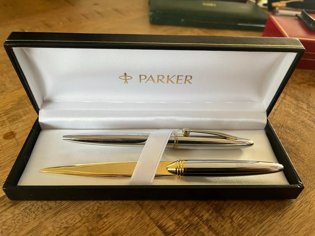 Parker Cadeau Set: Balpen & Briefopener - RVS & Goud, Ophalen, Pennenset, Parker, Nieuw