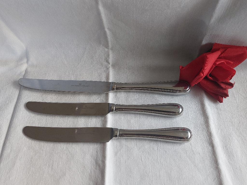 Keltum Perle of Perlé 4 dinerlepels 1 dinermes 2 dessertmes, Antiek en Kunst, Verzenden