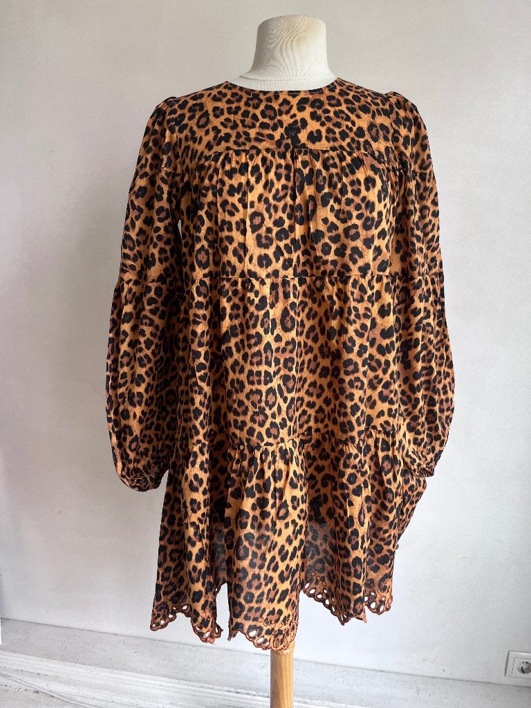 harper & yve jurk panter maat s jurk, Bruin, Verzenden, Zo goed als nieuw, Knielengte