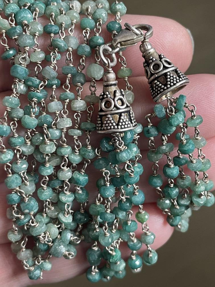 Zilveren vintageketting met facet geslepen smaragden, Ophalen of Verzenden, Nvt, Nvt, Nvt