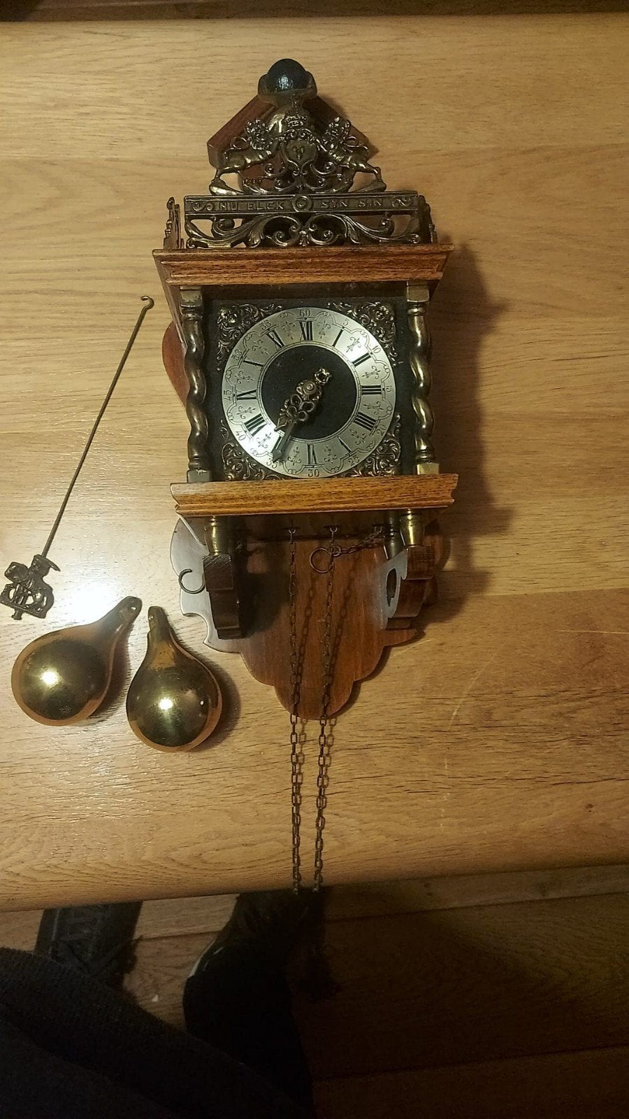Antieke Wandklok met Gewichten en Slinger, Ophalen of Verzenden