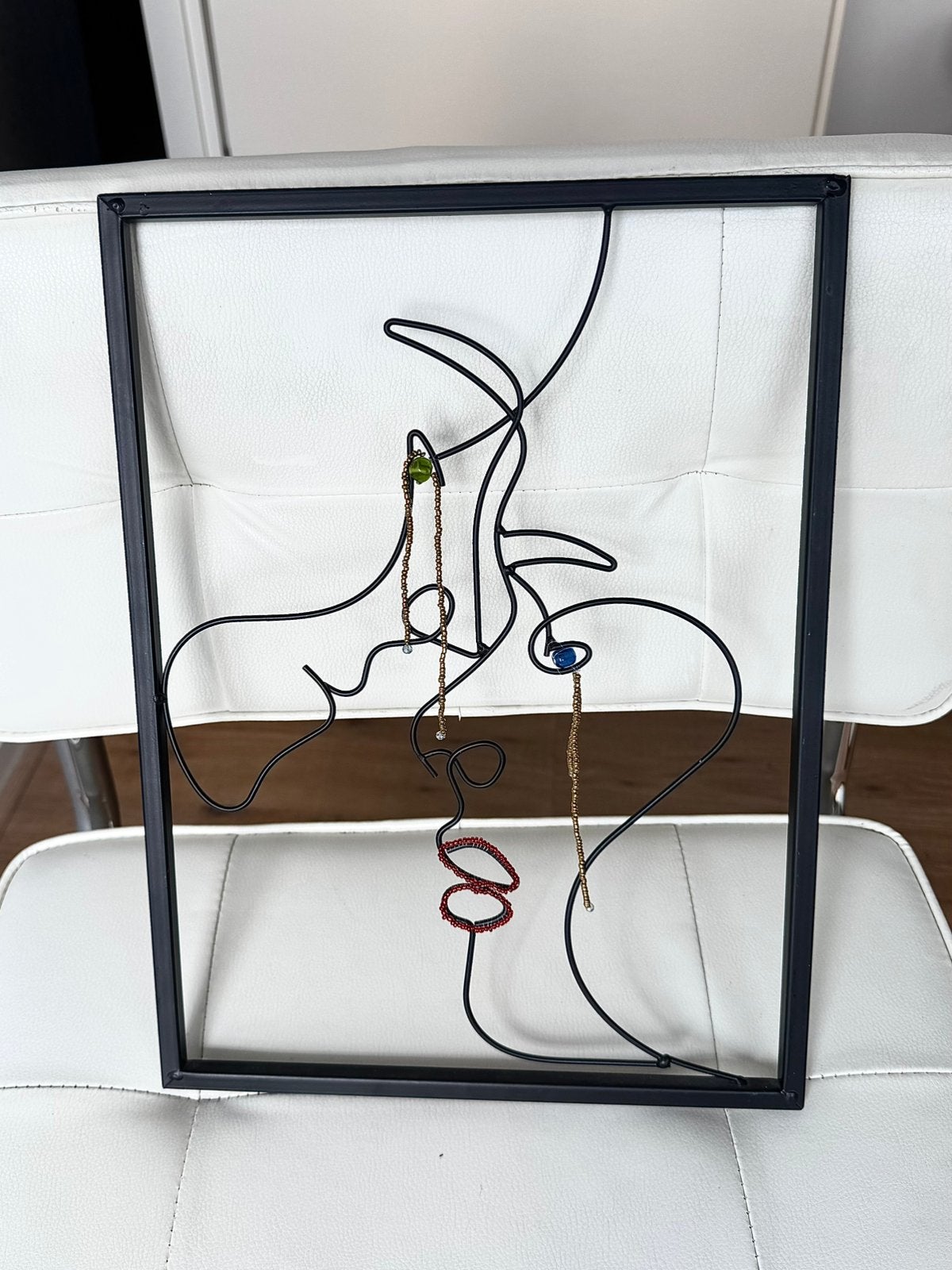 Metaal Draadkunst Wanddecoratie Modern AbstractGezicht Zwart, Metaal, Gebruikt, Verzenden, Zwart