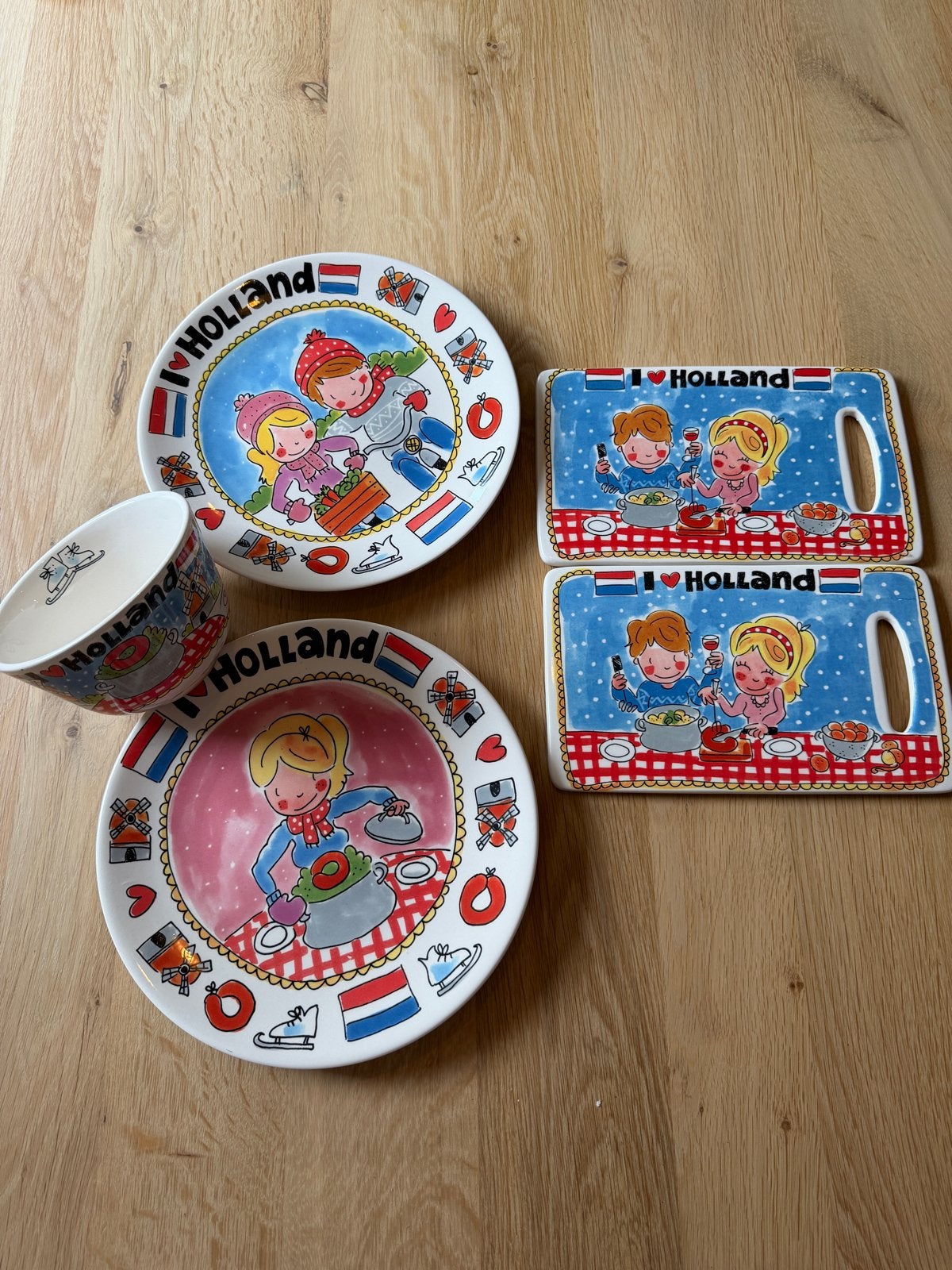 Blond Amsterdam Unox I love Holland 2010 5-delige set, Ophalen, Zo goed als nieuw, Overige stijlen, Aardewerk