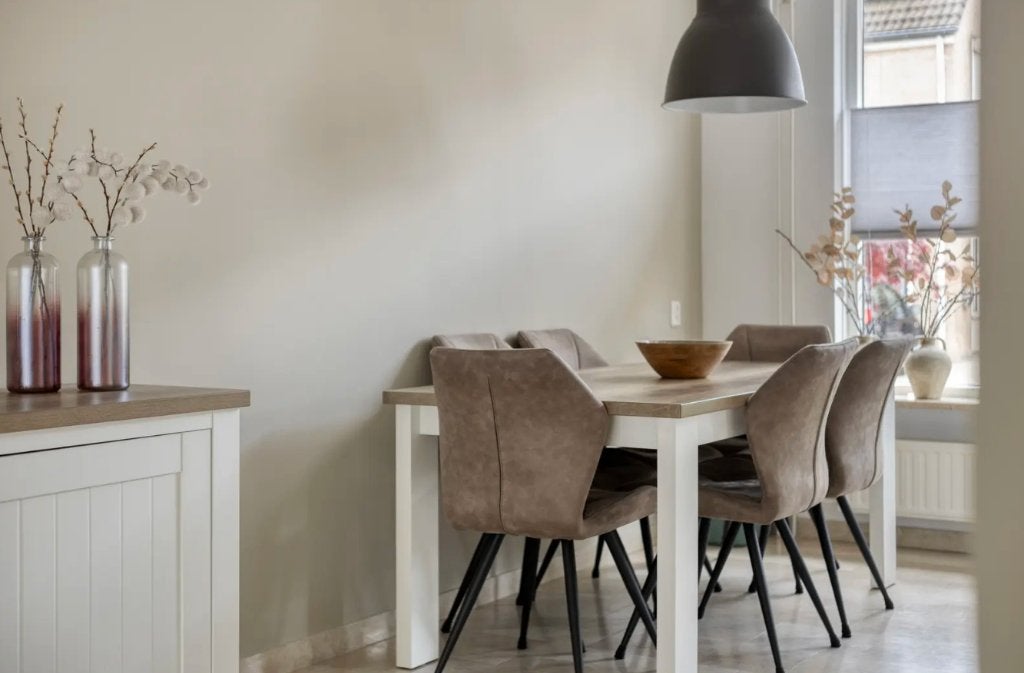 Eettafel Creil 190 cm | Wit / eikenlook, Ophalen, Gebruikt, 50 tot 100 cm, Landelijk
