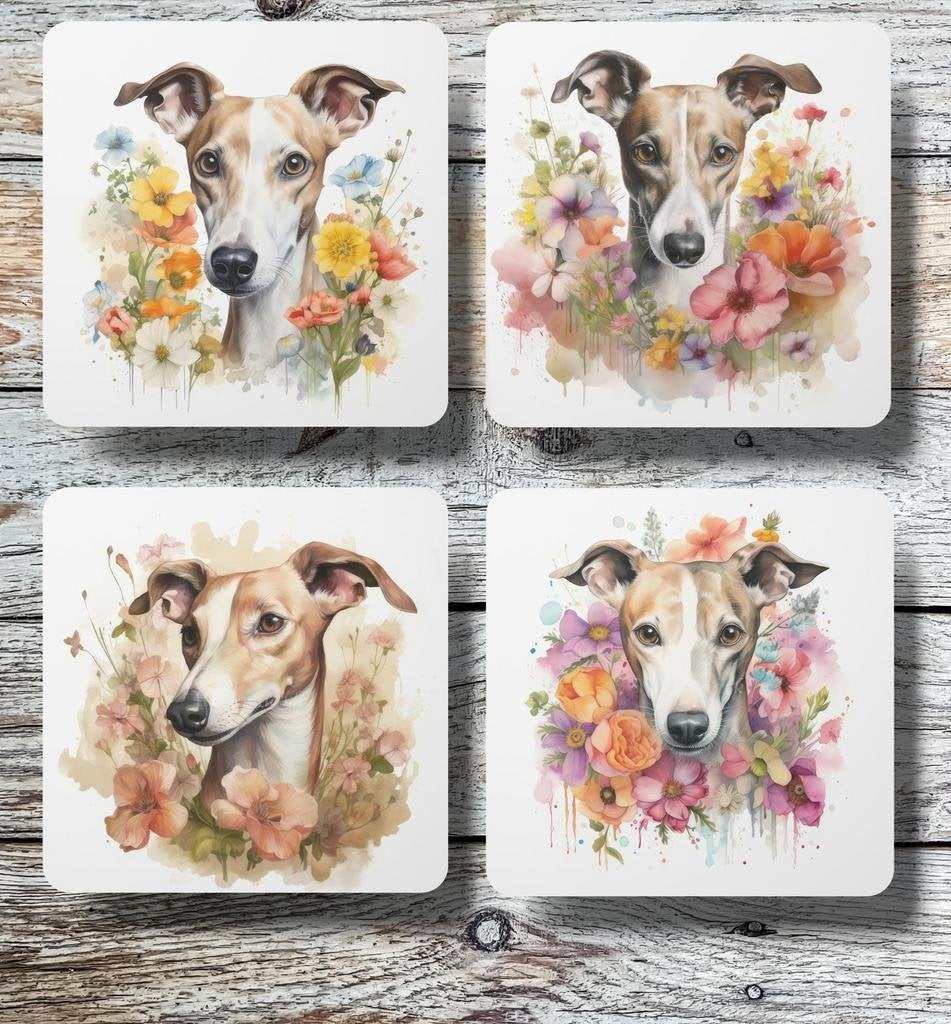 Whippet Aquarel onderzetters met houder, Ophalen of Verzenden, Nieuw