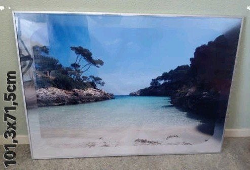 Prachtige strandfoto in lijst - 101,3x71,5cm, Huis en Inrichting, Ophalen, 50 – 75, Gebruikt, 100 tot 125 cm