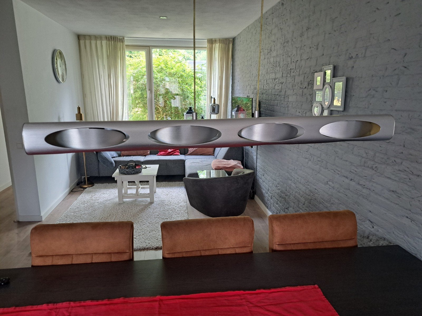 Hanglamp staal 4 lampen, Ophalen of Verzenden