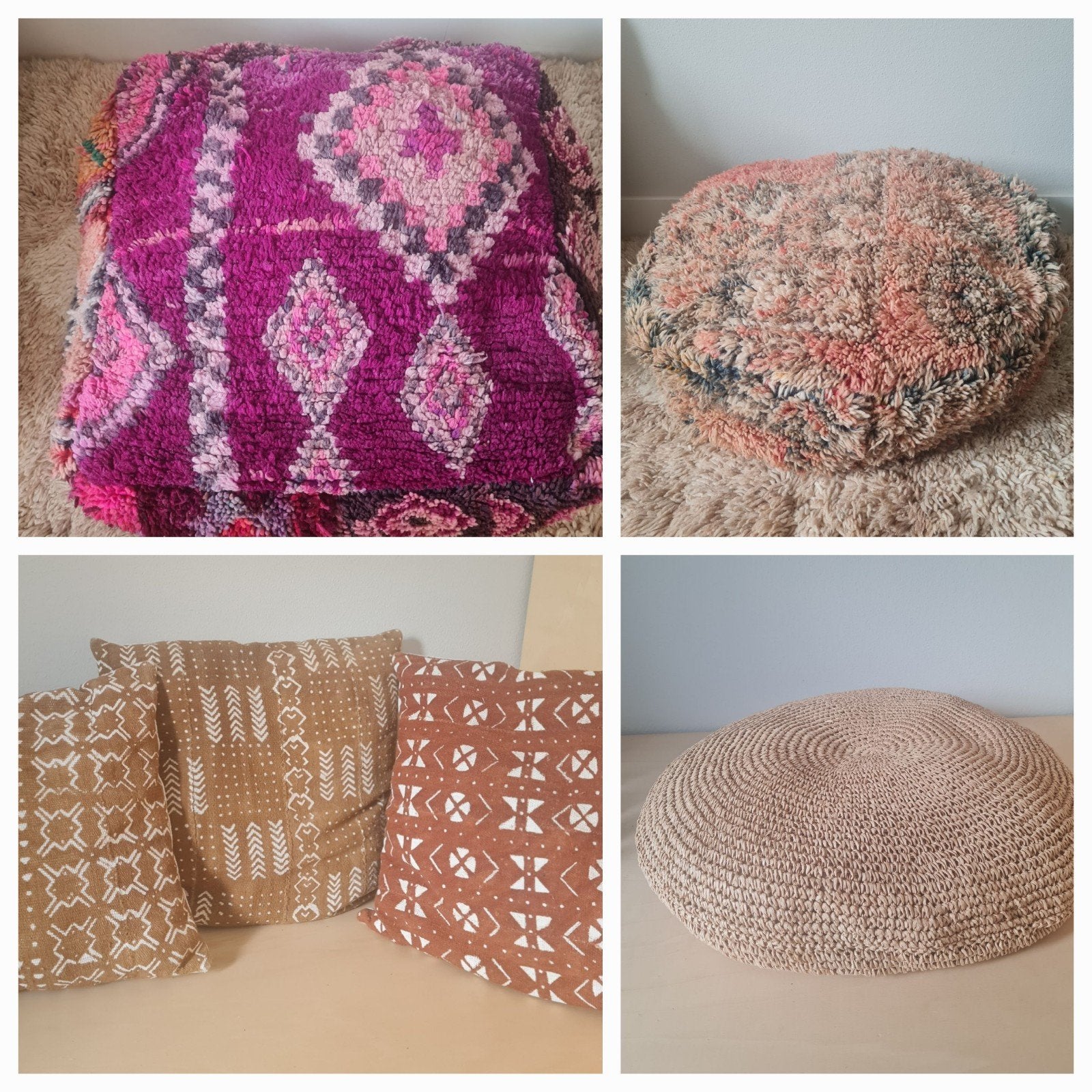Kussen poef Afrika mudcloth Marokko boujaad Bohemian, Ophalen of Verzenden, Vierkant