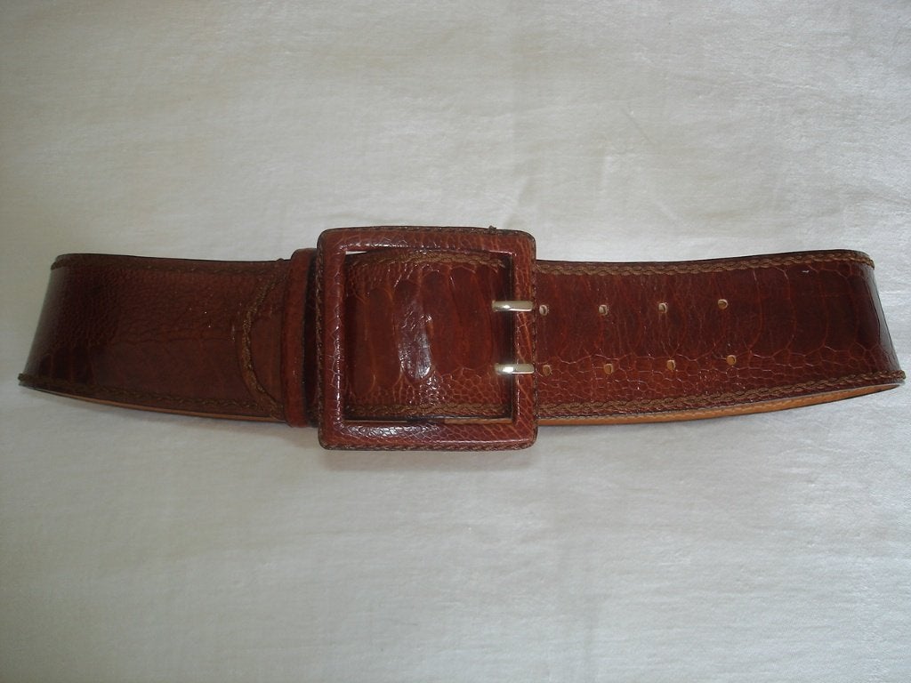Echt Struisvogel leren ceintuur bruin maat 46/85 Italy, 80 tot 90 cm, Echt leder, Heupriem, Ophalen of Verzenden