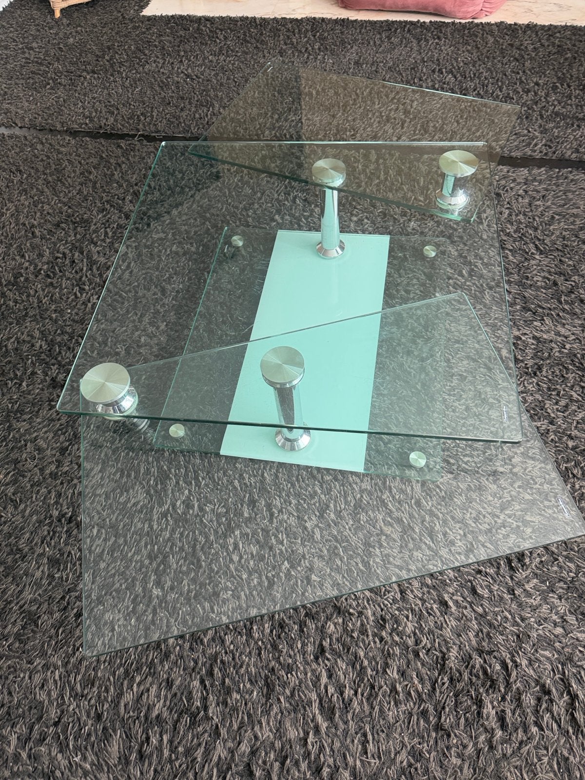 Uitschuifbare salon tafel van gehard glas 80x80-155cm, Ophalen, Vierkant, 50 tot 100 cm, 150 tot 200 cm