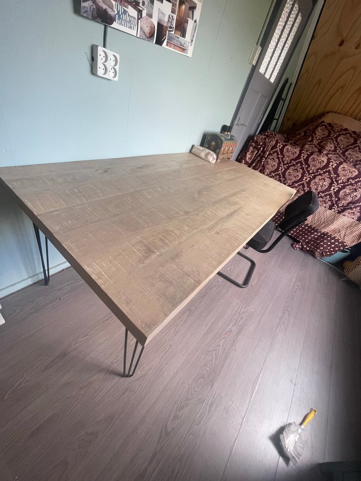 Mango houten tafel met haarspeldpoten - Zo goed als nieuw, Ophalen of Verzenden, Zo goed als nieuw, Overige houtsoorten
