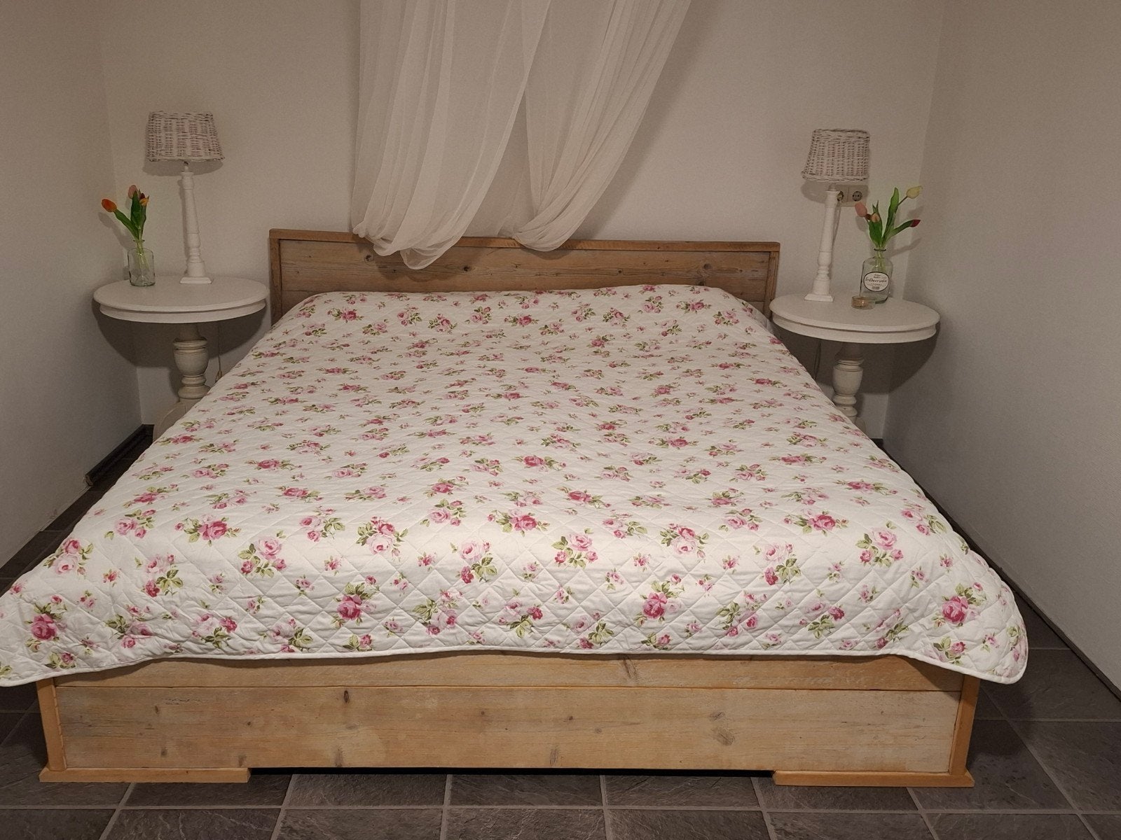 2 pers bed van steigerhout. met lattenbodem, Ophalen, Steigerhout, Tweepersoons, 180 cm