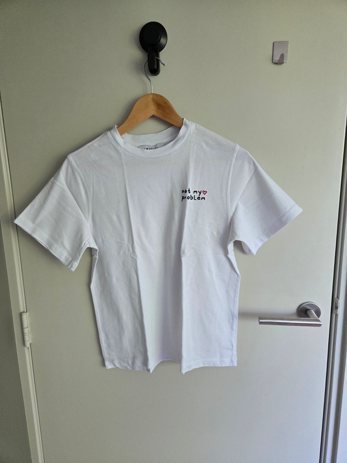 B Angel T-shirt wit maat S - 'not my problem', Wit, Nieuw, Ophalen of Verzenden, Korte mouw