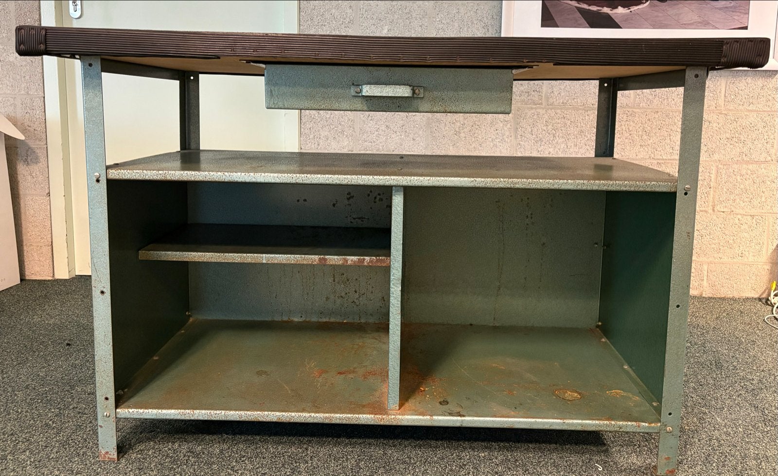 Stevige Industriële Werkbank met lade en opbergruimte, Ophalen, Gebruikt, 120 tot 170 cm