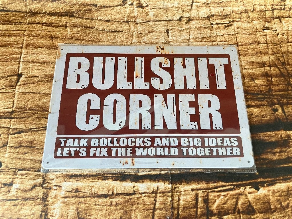 "BULLSHIT CORNER" wandbord, Ophalen of Verzenden, Nieuw, Reclamebord, Plaat of Schild, Overige merken