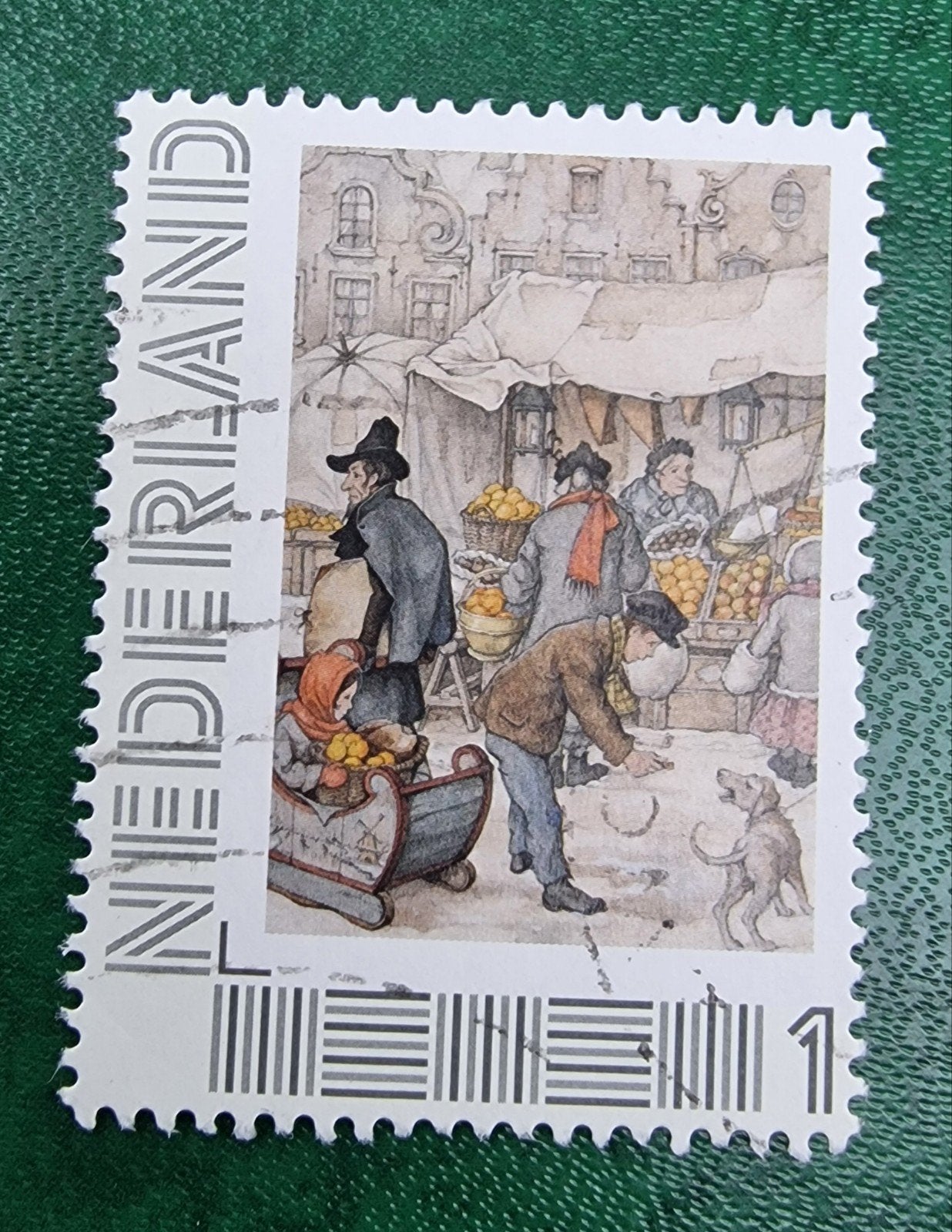 kv1003 persoonlijke  Postzegel - Winterse Marktscène, Ophalen of Verzenden, Na 1940, Gestempeld