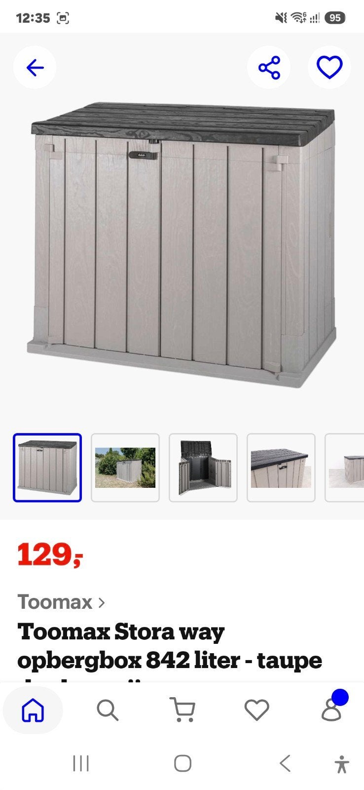 Toomax Stora Way Opbergbox 842 liter -Taupe nieuw in de doos, Ophalen, Nieuw