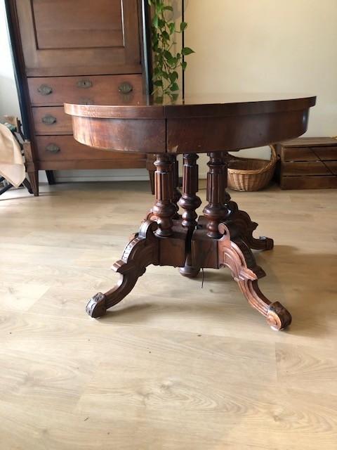 Antieke uitschuifbare tafel, Ophalen, Gebruikt, 100 tot 150 cm, Vijf personen of meer