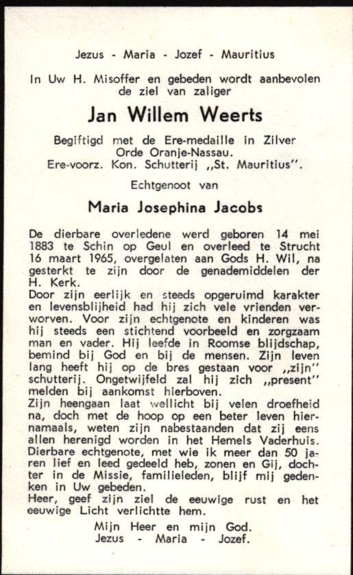Weerts Jan Willem Schin op Geul 1883-1965 Strucht, Ophalen of Verzenden