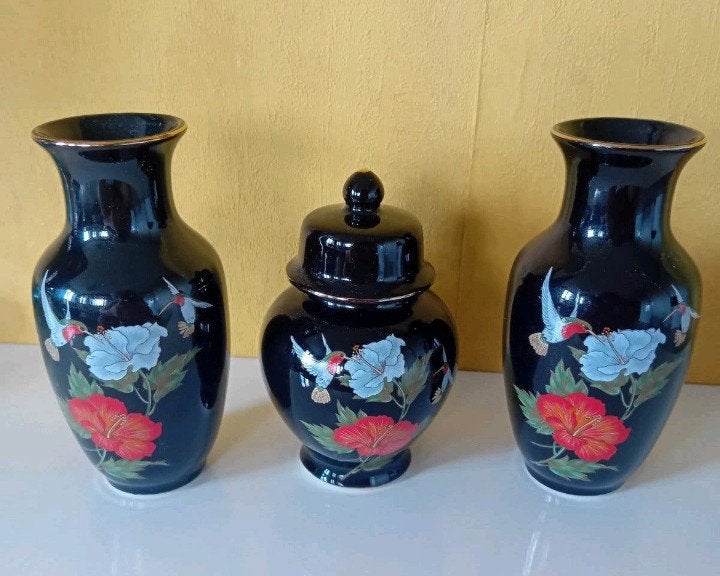 Set van 3 Chinese vazen en pot met deksel, Antiek en Kunst, Ophalen of Verzenden