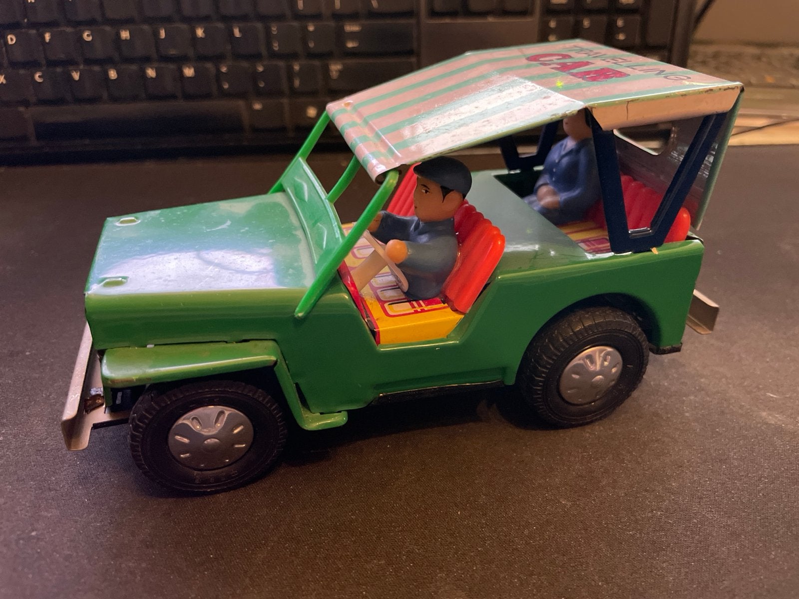 Vintage blikken speelgoedjeep 'Travelling Car' - Made in Chi, Ophalen of Verzenden, Gebruikt