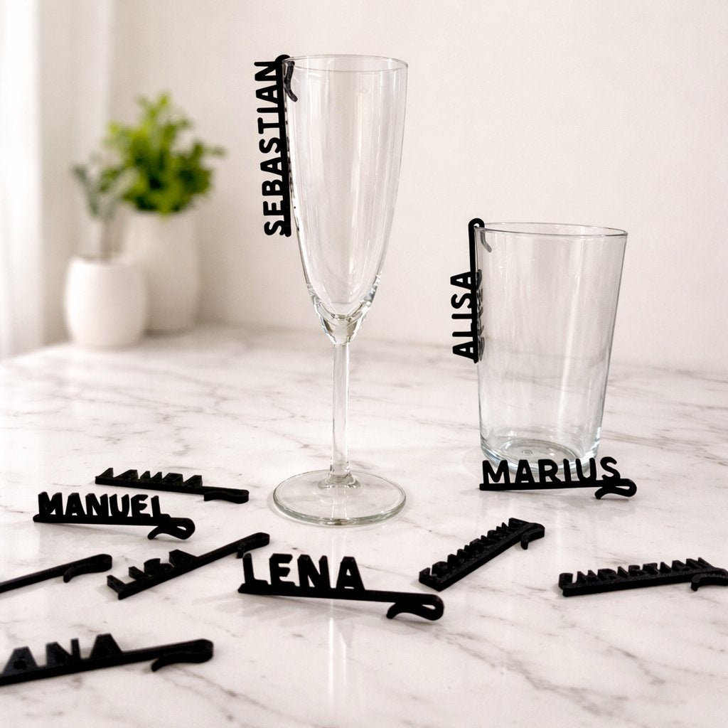 Gepersonaliseerde naamkaartjes voor glazen, Verzenden, Homemade, Nieuw, Geboorte of Huwelijk