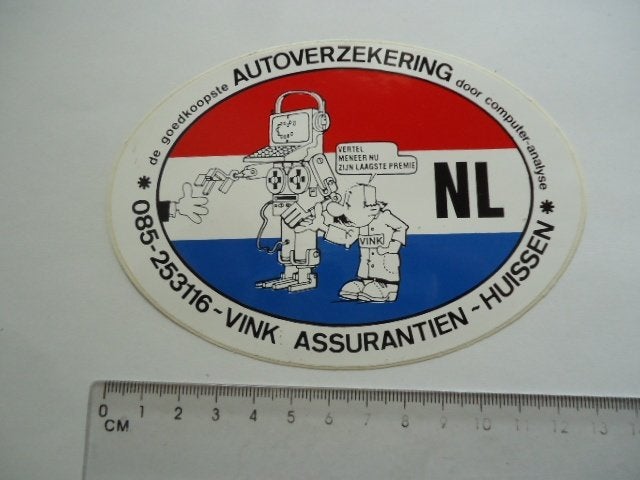 sticker oud Huissen VINK auto verzekering nl vlag lingewaard, Verzenden, Zo goed als nieuw, Bedrijf of Vereniging