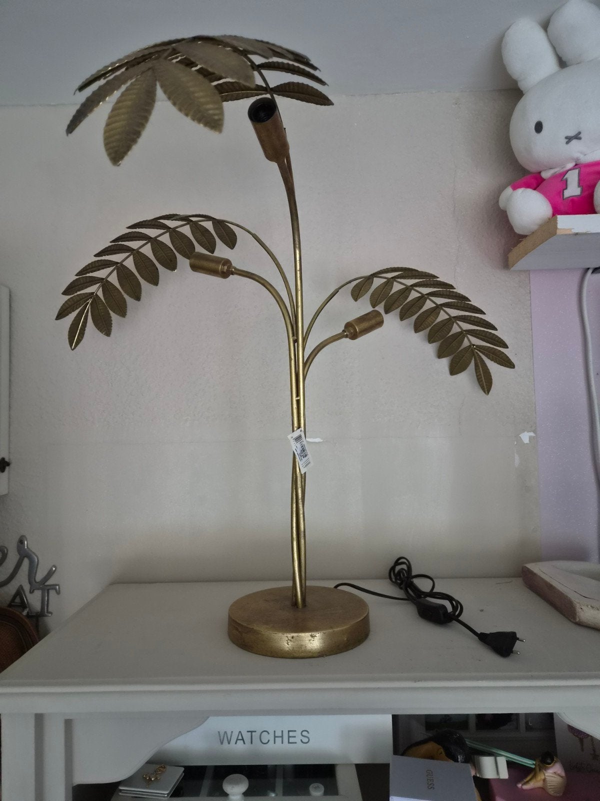 Nieuwe Tafellamp Goudkleurig Bladmotief 70x70 cm, Ophalen, Goud, Nieuw, Metaal