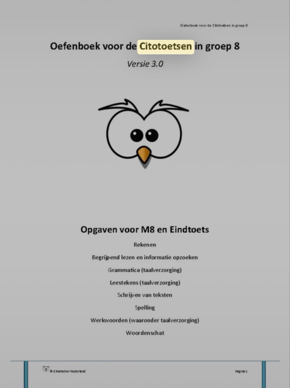 Oefenboek Citotoetsen Groep 8 v3.0 - M8 & Eindtoets, Ophalen of Verzenden, Nieuw, Overige niveaus, Nederlands