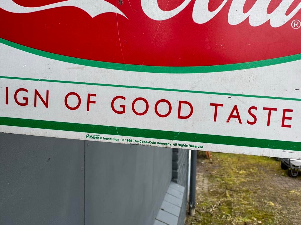 Vintage Coca-Cola Reclamebord - 'Sign of Good Taste', Reclamebord, Gebruikt, ., Ophalen of Verzenden