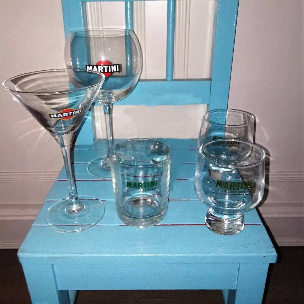 Martini glazen 5 stuks, Huis en Inrichting, Keuken | Servies, Ophalen, Glas of Glazen, Gebruikt, Glas