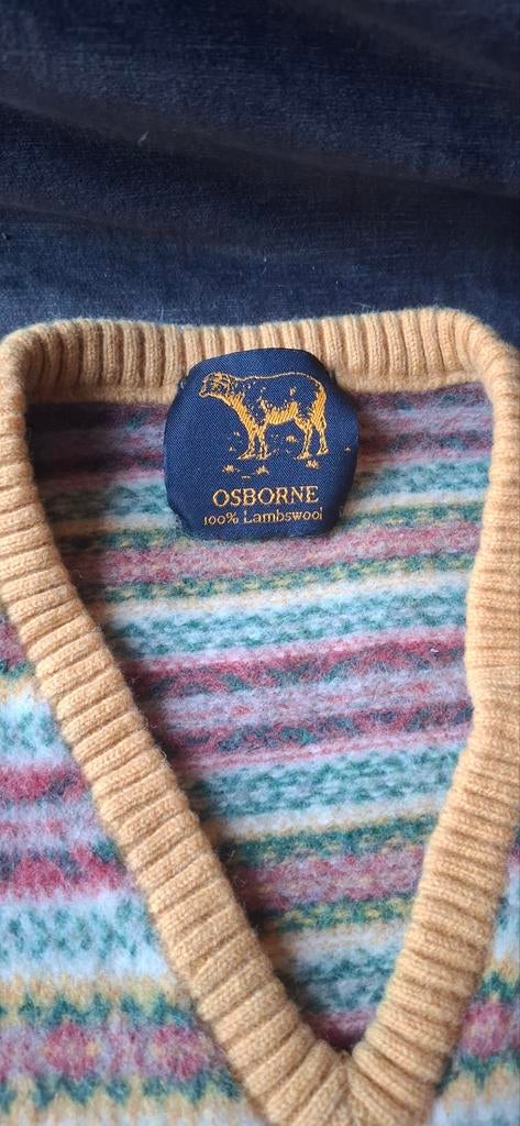 Osborne 100% maat M Lamswol spencer Gestreepte Trui Vest, Overige kleuren, Overige maten, Ophalen of Verzenden, Zo goed als nieuw