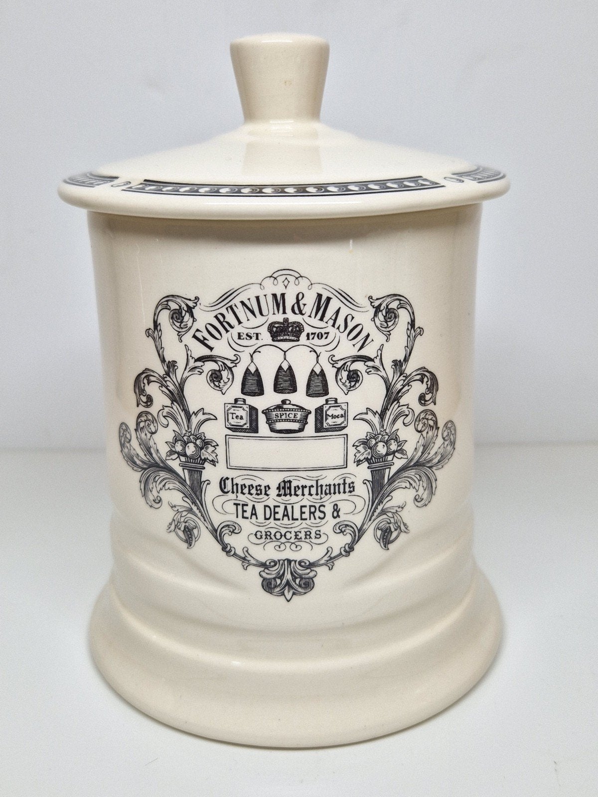 Keramieken creamware Fortnum & Mason voorraadpot, Engeland., Ophalen