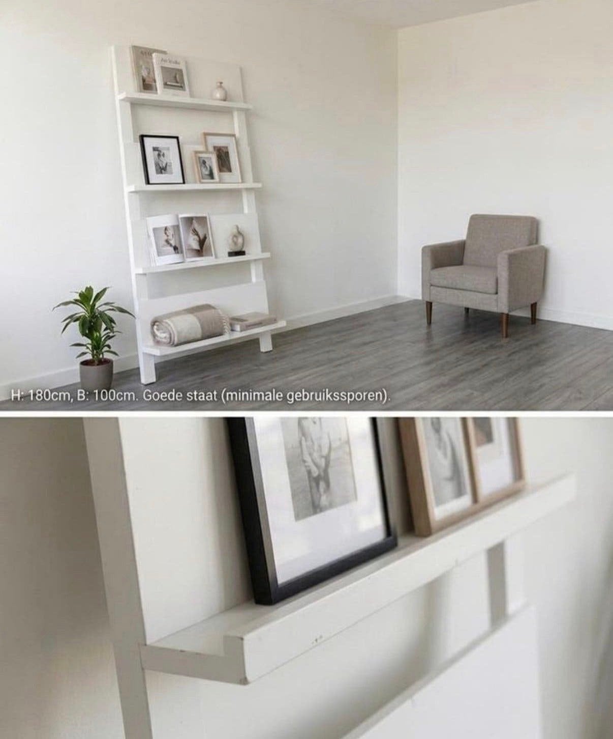 Witte wandrek/boekenplank - H: 180cm, B: 100cm, Huis en Inrichting, Ophalen, Met plank(en), Gebruikt, 50 tot 100 cm