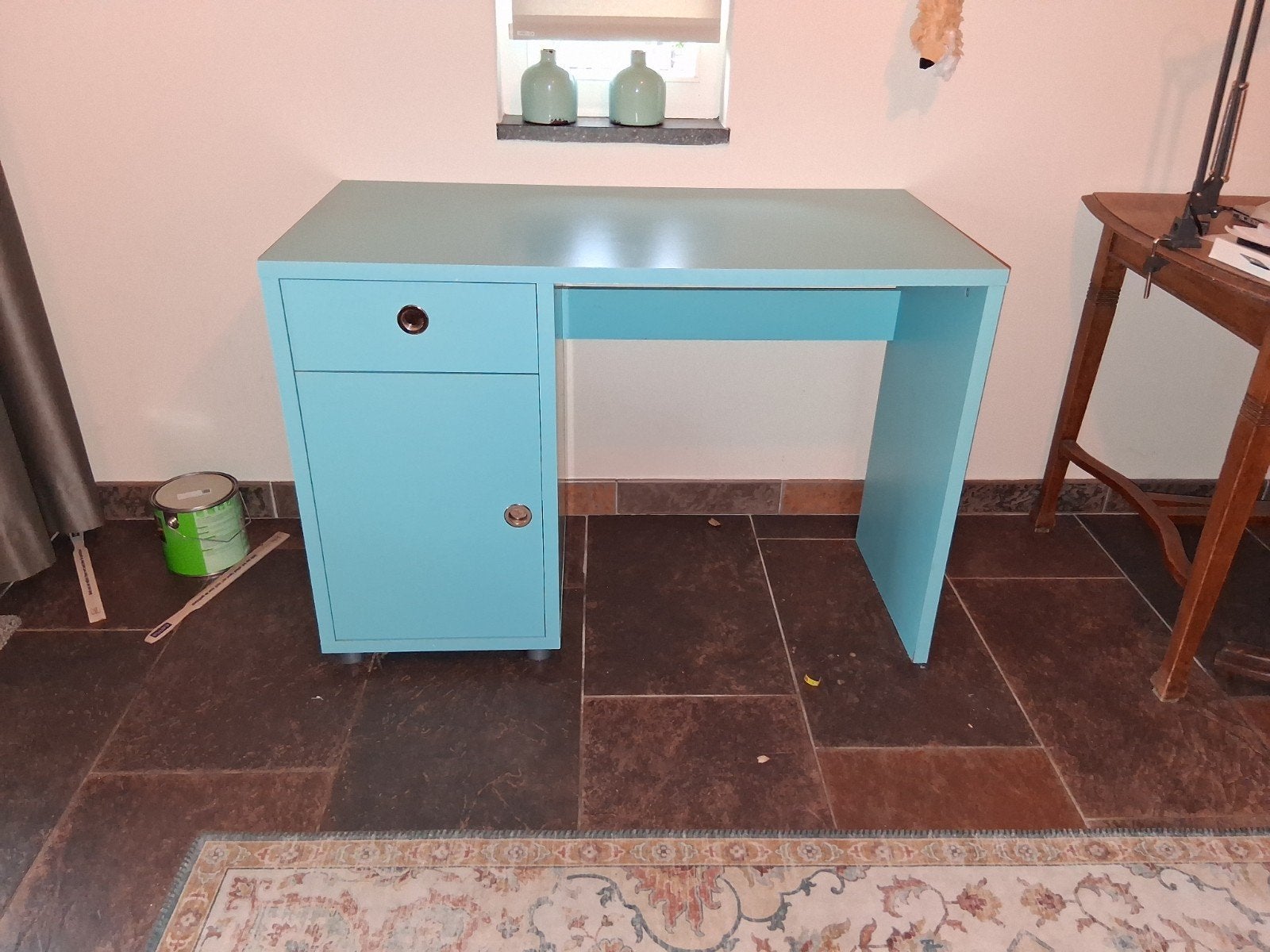Blauw kinderbureau meubel kinderkamer bureau met ladekast, Ophalen, Met lades, Gebruikt, Spaanplaat of MDF