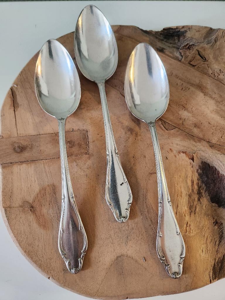 3x Verzilverde lepels - Wellner, Antiek en Kunst, Ophalen of Verzenden